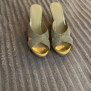 Guess Gold and Silver Embellished Mules